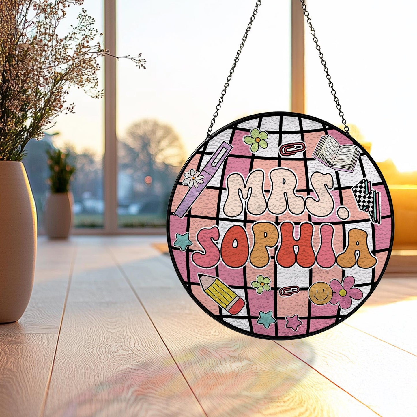 Handmade Teacher Disco Ball Suncatcher | Classroom Decor | Wooden Peak