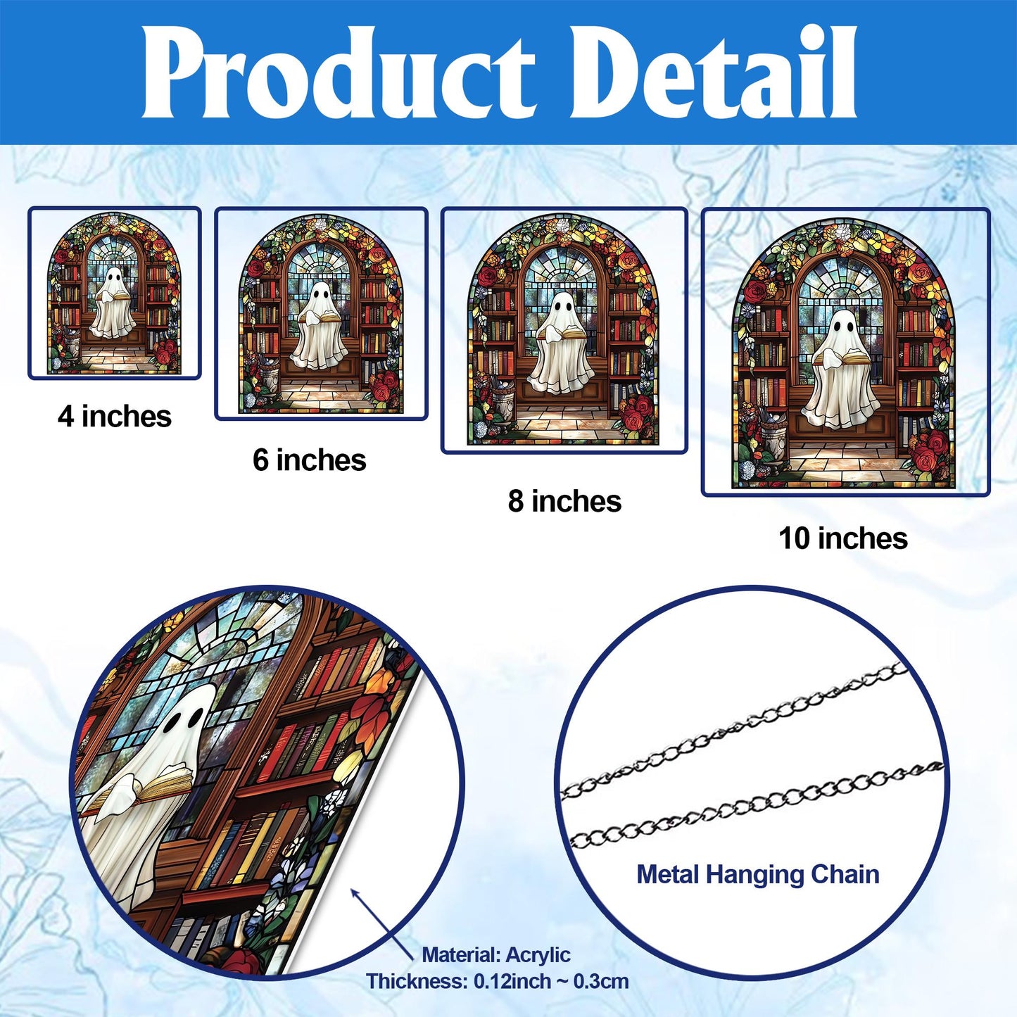 Handmade Ghost Reading Books Suncatcher | Wooden Peak