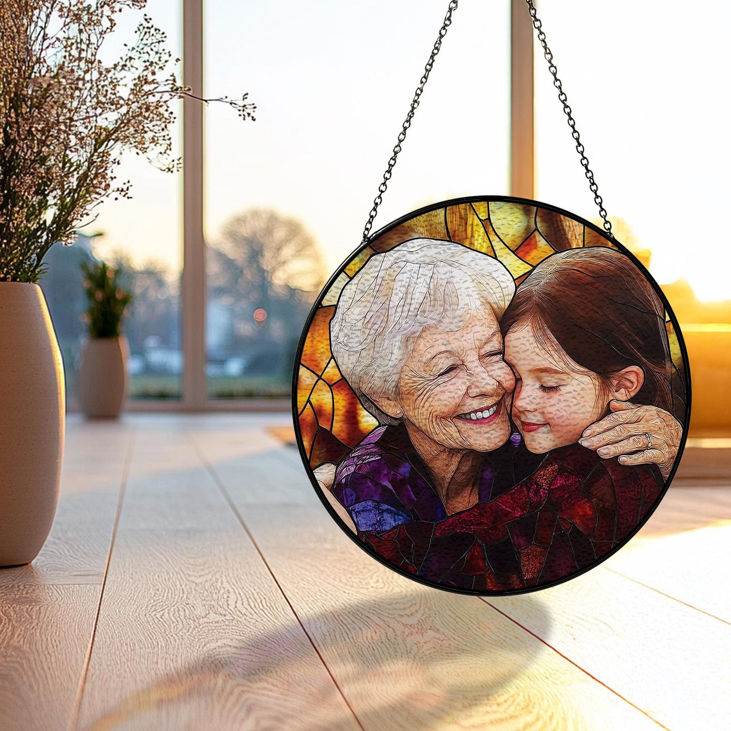 Handmade Grandma Grandkids Portrait Suncatcher | Wooden Peak