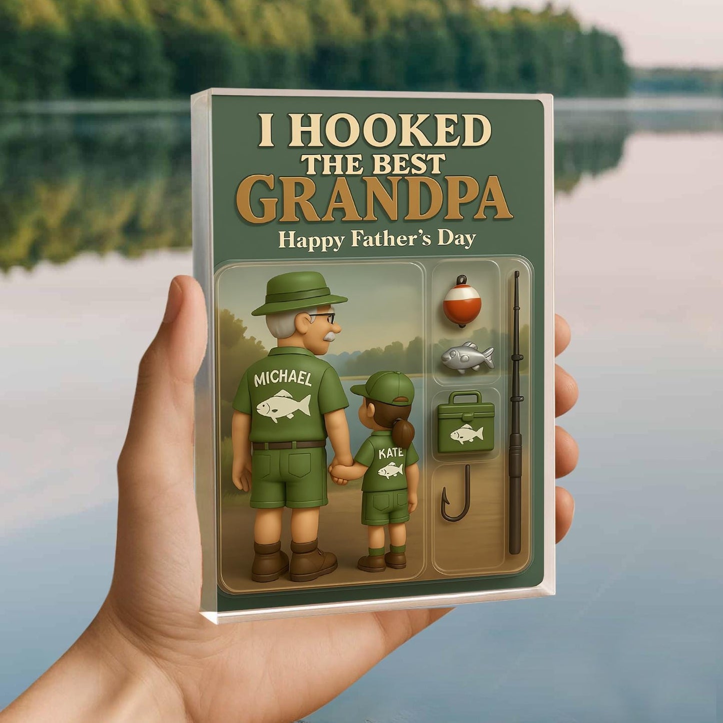 Handmade Fishing Dad Acrylic Plaque | Custom Father's Gift | Wooden Peak
