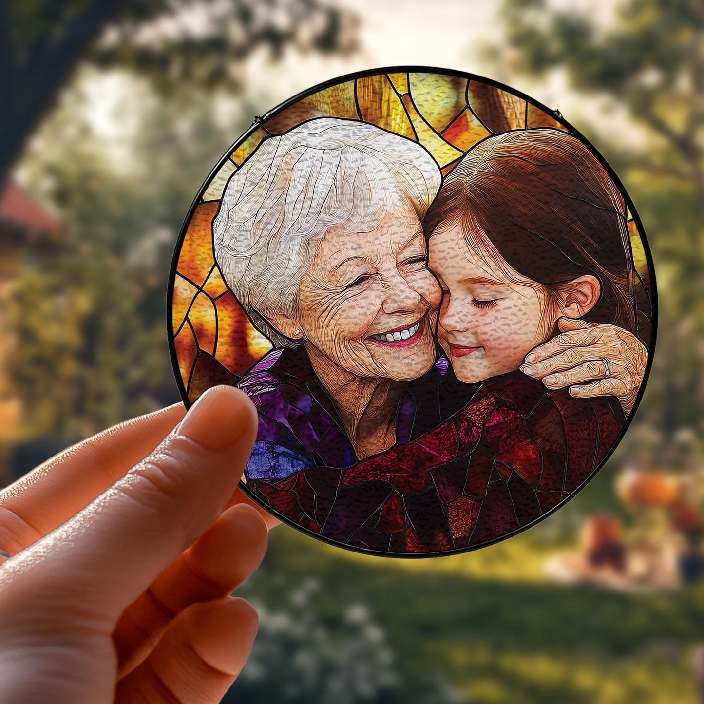 Handmade Grandma Grandkids Portrait Suncatcher | Wooden Peak