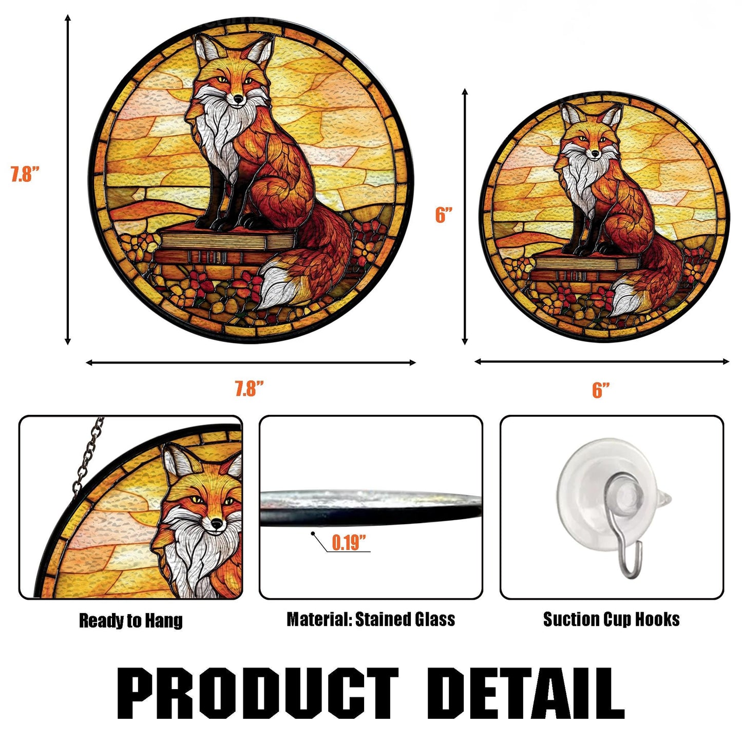 Handmade Fox Book Suncatcher | Literary Wildlife Decor | Wooden Peak