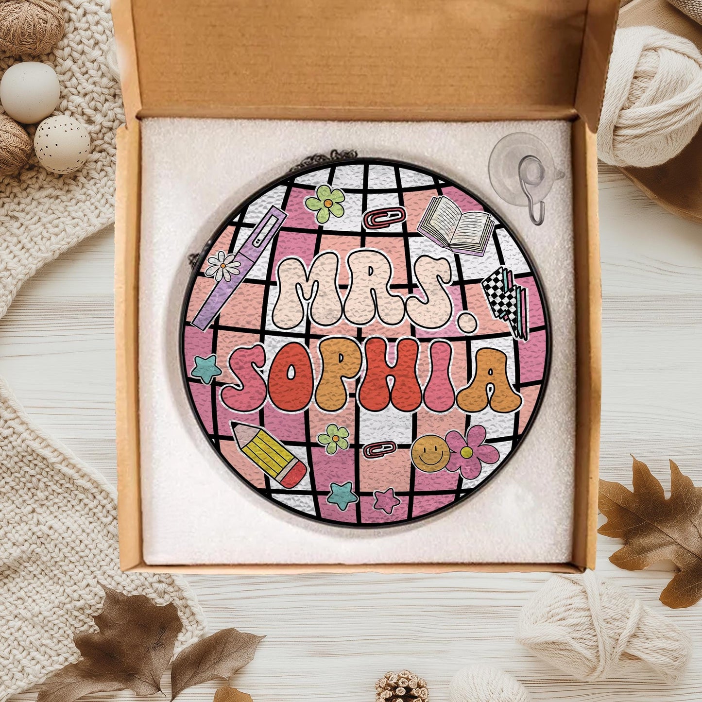 Handmade Teacher Disco Ball Suncatcher | Classroom Decor | Wooden Peak