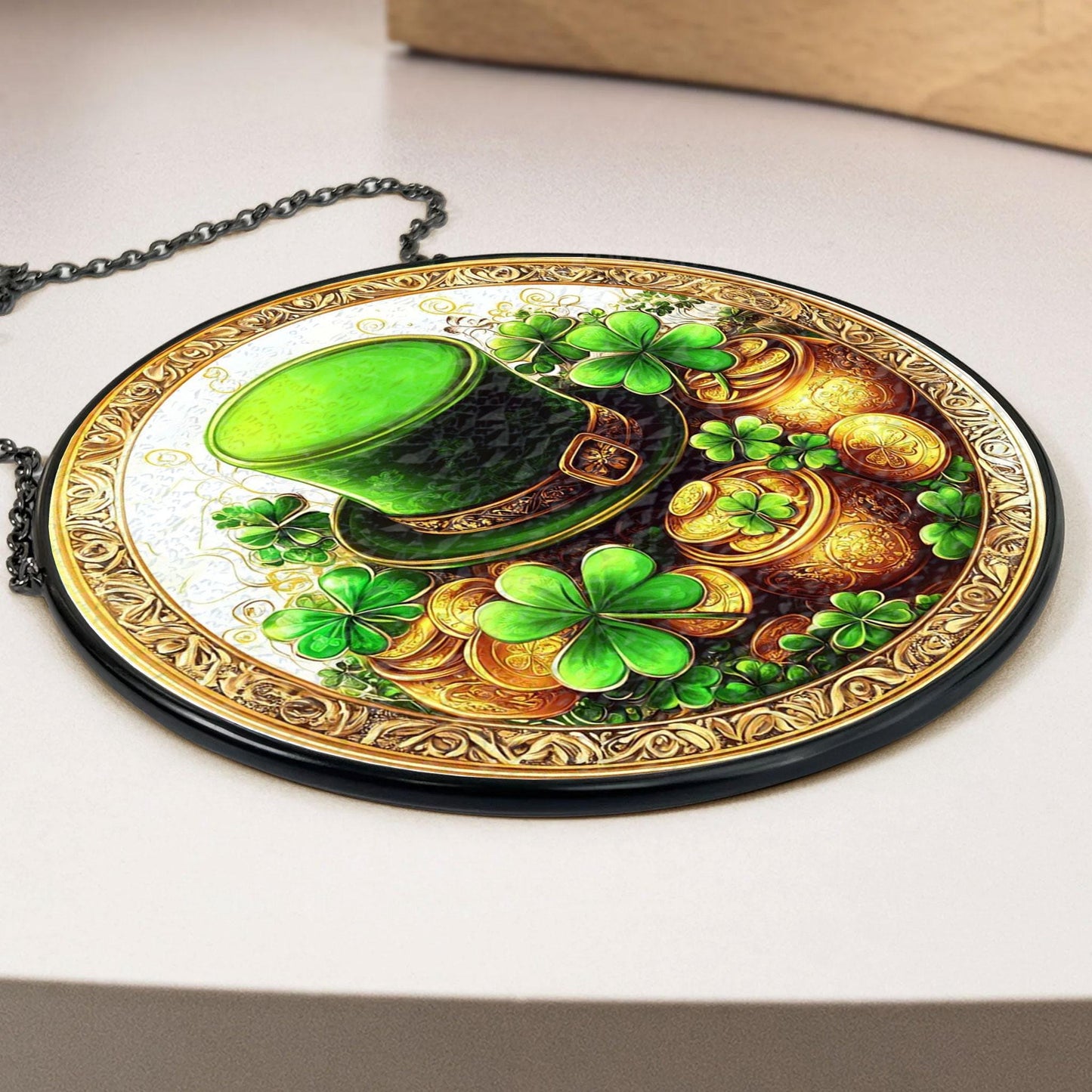 Handmade St. Patrick's Shamrock Suncatcher | Irish Decor | Wooden Peak