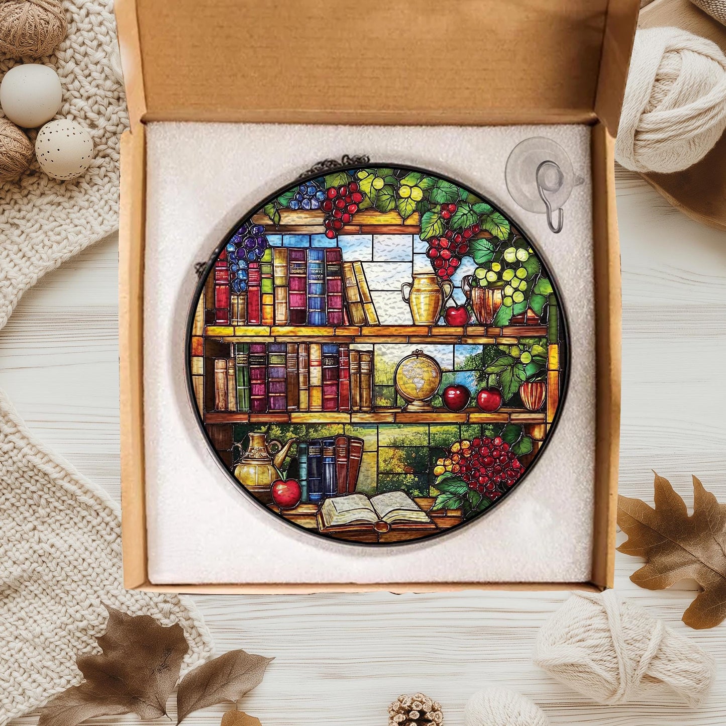 Handmade Book Suncatcher | Book Lover Window Decor | Wooden Peak