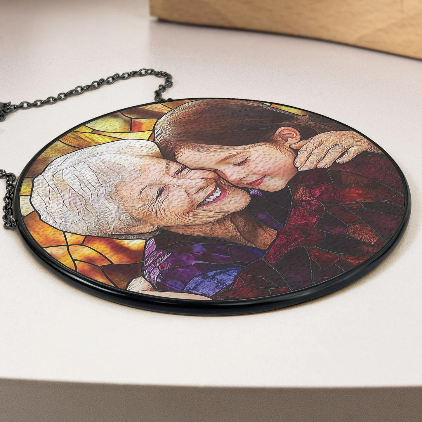 Handmade Grandma Grandkids Portrait Suncatcher | Wooden Peak