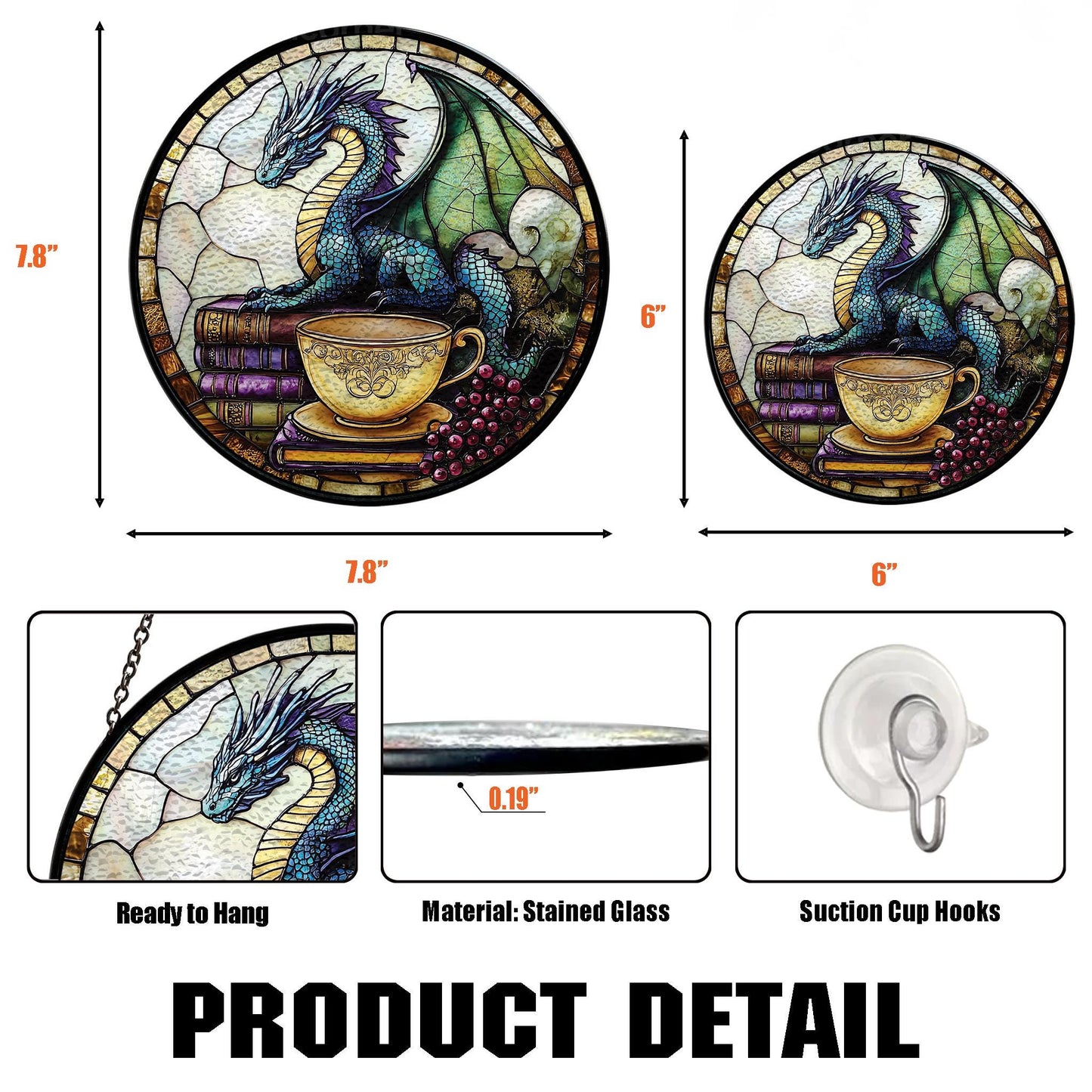 Handmade Fantasy Dragon Suncatcher | Mystical Window Art | Wooden Peak