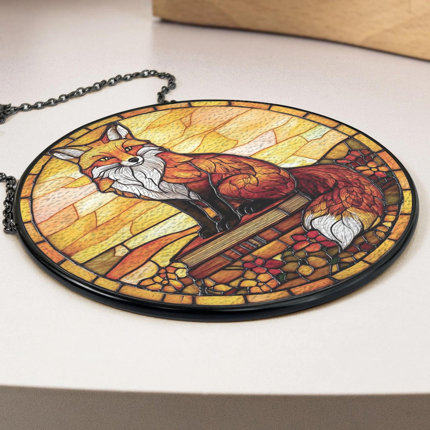 Handmade Fox Book Suncatcher | Literary Wildlife Decor | Wooden Peak