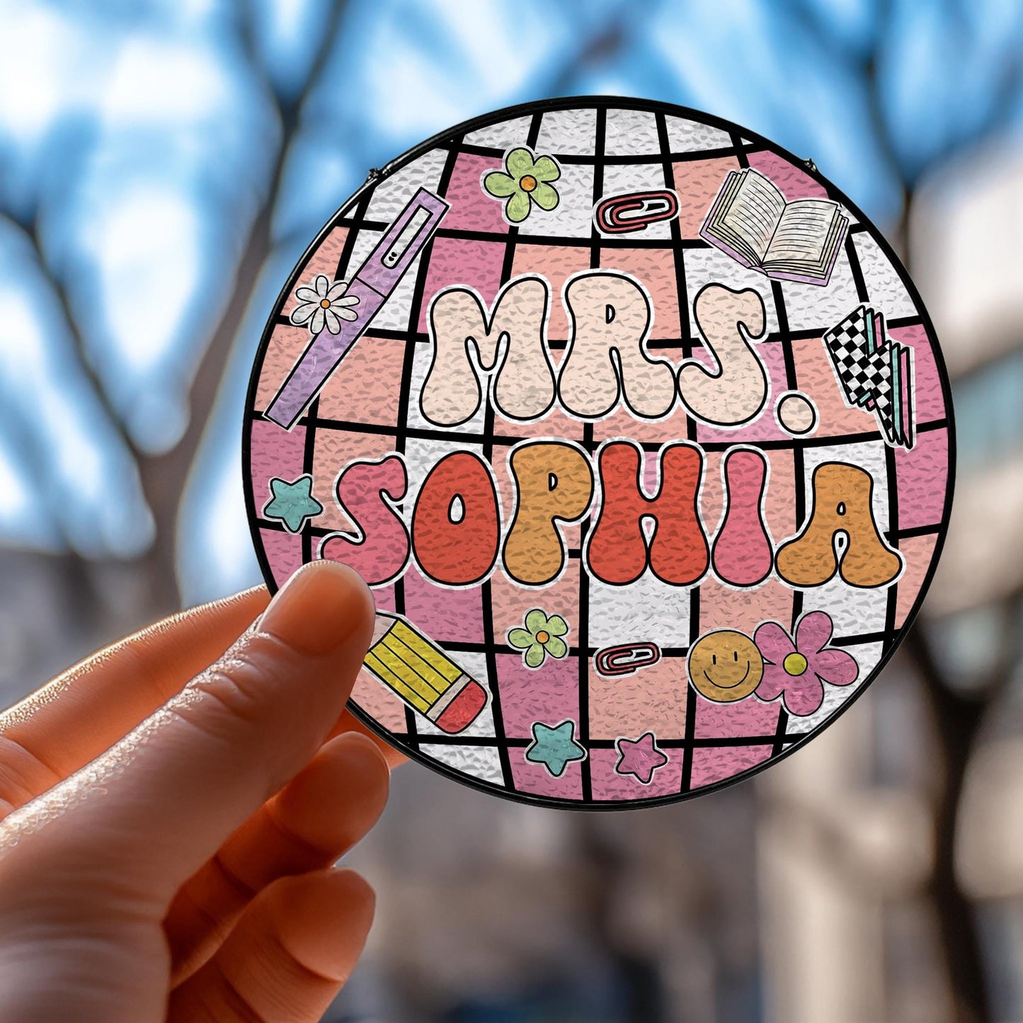 Handmade Teacher Disco Ball Suncatcher | Classroom Decor | Wooden Peak