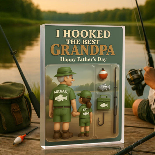 Handmade Fishing Dad Acrylic Plaque | Custom Father's Gift | Wooden Peak